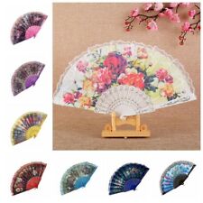 Art Craft Lace Dance Fan Colored Handle Printed Fans  Wedding Party