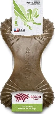 MEDIO BACON Benebone Dental Perro Masticable Juguete Masticadores Agresivos EE. UU. Cepillo Sabor Foto 1 de 4