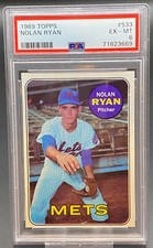 1969 TOPPS NOLAN RYAN METS PSA 6 CARD # 533