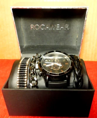 Rocawear~Water Resistant Stainless Steel Back Mans Watch RM5174 Original Box - Image 1 of 4