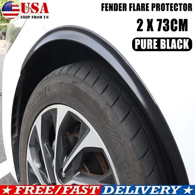 2PCS Black Rubber Car Truck Wheel Fender Flares Cover Protector Arches Strip 29" - Image 1 of 4