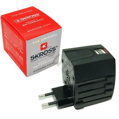 Skross MUV World Travel Adaptor Converter Plug & USB Charger - Black • 12.65€