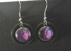 OOAK Mini Abstract Painting Acrylic Pour Stainless Steel Earrings Circle C1