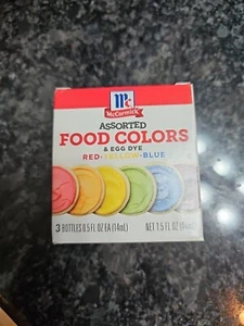 McCormick Assorted Food Coloring Egg Dye Red Yellow Blue .5 oz each - Picture 1 of 4