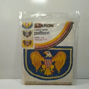 New Vintage CARON Latch Hook Pattern EAGLE #3019 20" x 27" Cotton Canvas - Picture 1 of 5