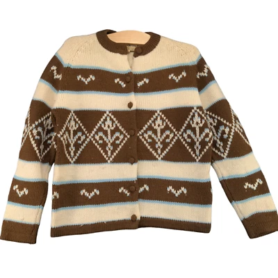 Joyce Women's Button Front Cardigan Knit Sweater Multi 40 Striped Vintage - Image 1 of 4
