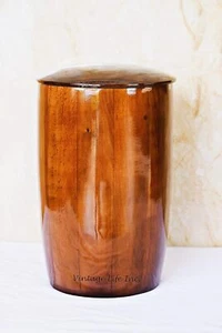 Wooden Cremation Urn Handmade Funeral Jar for Pets | Large Keepsake Decorative - Picture 1 of 25