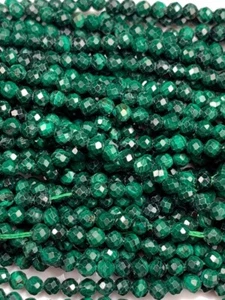 AAA+ Genuine natural Malachite beads Micro Sparkle diamond Faceted Round - Picture 1 of 6