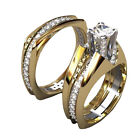 2Pcs Engagement Rings Shiny Dress Up Bright Luster Cubic Zirconia Inlay Wedding