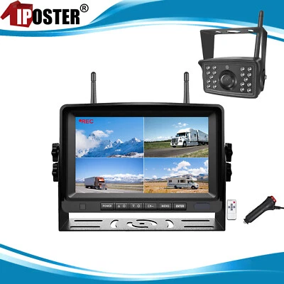7" Quad Digital Wireless Monitor Backup Camera For Truck Trailer RV Bus Caravan - Image 1 of 4