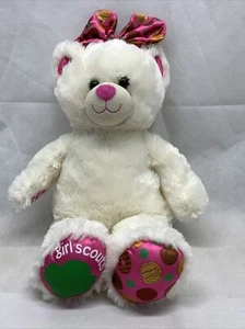 Build A Bear Workshop BAB Girl Scout Cookie Bow White Bear 15" - Picture 1 of 8
