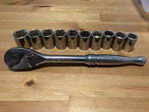 Husky 1/2” Ratchet includes 10 Sockets - Picture 1 of 5