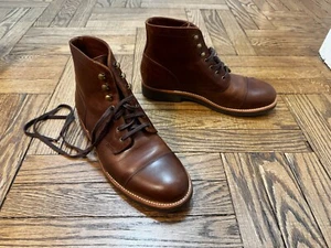 J Crew Kenton Pacer Leather Cap Toe Mens Boots Burnished Tobacco US 9 - Picture 1 of 7