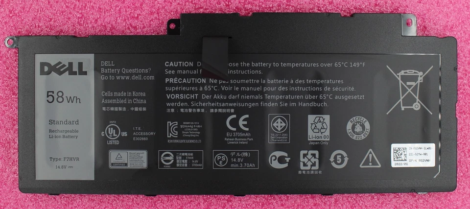 F7HVR - Dell 14.8V 3800mAh 58Wh Battery - Image 1 of 1