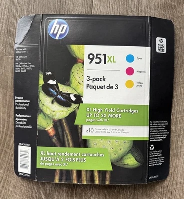 Paquete de 3 cartuchos de tinta de color genuino HP 951XL amarillo cian magenta caducidad 2022 nuevos Foto 1 de 3