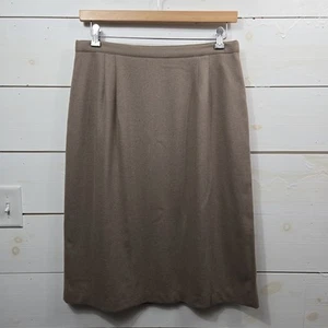 VTG‼ BRIGGS 100% Wool Solid Brown Midi A line Skirt Size 18 USA Made - Picture 1 of 9