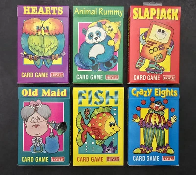 6 Juegos de Cartas Hoyle de Colección Slapjack Fish Old Maid Hearts Crazy Eights Rummy 1995 Foto 1 de 4