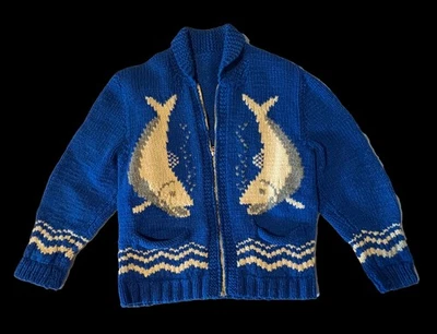 CÁRDIGAN MARY MAXIM VINTAGE TEJIDO A MANO ORGULLO PESCADORES MEDIANO SUPER COOL UNISEX Foto 1 de 4