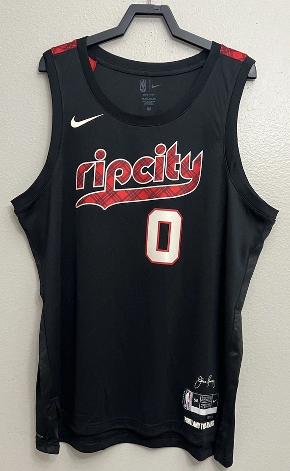 NIKE DAMIAN LILLARD Portland Trail Blazers NBA Jersey City Edition XXL 56