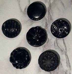 Vintage Czech Black  Glass Buttons Button Lot 138-37 - Picture 1 of 11