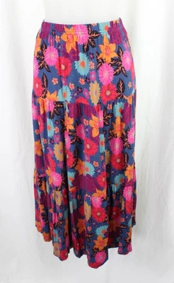 Johnny Was Los Angeles Women's Pink Blue Multi Floral Print Midi Skirt Small - Image 1 of 4