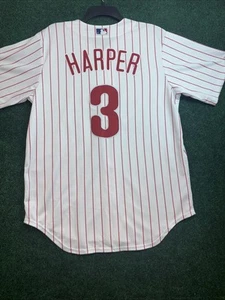 Camiseta deportiva para hombre Bryce Harper Philadelphia Phillies a rayas majestuosa mediana nueva sin etiquetas - Imagen 1 de 8