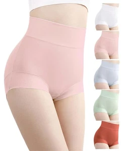 Women's High Waisted Cotton Underwear Full Coverage Tummy Control Panties Sof... - Picture 1 of 7