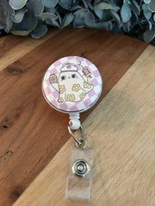 Halloween Ghost nurse tech Retractable ID Name Badge Holder Reel alligator - Picture 1 of 2