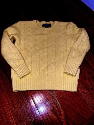 Polo Ralph Lauren детский 100% кашемир кабель ворота свитер лимон желтый 4/5 - Изображение 1 из 2