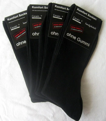 4 pairs of socks no elastic 1/1 rib 100% cotton black cocaine 39 to 46 - Image 1 of 2