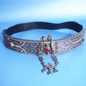 "Cinturón de boda con incrustaciones de Niello de principios de 1900 - metal blanco y bronce - 26"" ceremonial ✨"  - Imagen 1 de 16