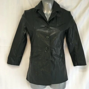 Coat Grunge Black Faux Leather Button Jacket Halloween Costume Child Youth Sz 8 - Picture 1 of 11