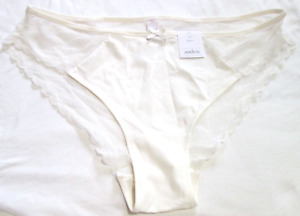 Auden Ladies' bikini panties-Sz XL-NWT-1 PR-CREAM SOLID FRONT/LACE BACK/SIDES