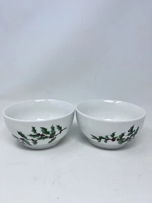 "Cuencos de sopa/cereal Martha Stewart FESTIVE HOLLY 5 1/2"" Inv#23" Foto 1 de 4