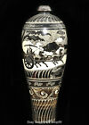 19,7 pouces rare four Cizhou porcelaine peuple cheval humain chariot bouteille de fleurs vase