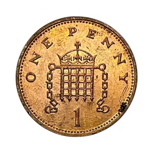 1997 United Kingdom Crowned Portcullis 1 Penny Magnetic Coin Queen Elizabeth II - Picture 1 of 4