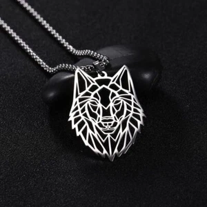 Wolf Shiny Animal Pendant Necklaces Stainless Men Fashion Necklace Accessory 1pc - Picture 1 of 45