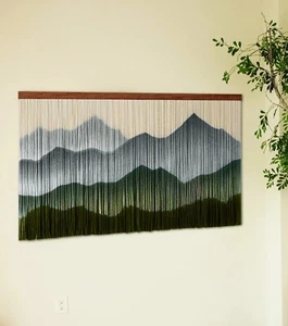 Arte de pared ecléctico arte de fibra tejida teñido por inmersión colgante de pared decoración tapiz - Imagen 1 de 10