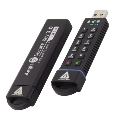 16GB Apricorn ASK3 USB3.2 Type-A Flash Drive - Black - Image 1 of 4