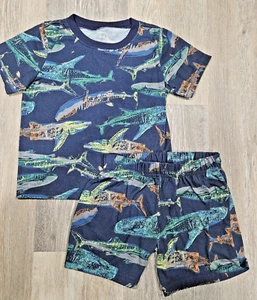Carter’s Boys Pajama Set Size 4T – Shark Print Shirt & Shorts – Blue - Picture 1 of 5
