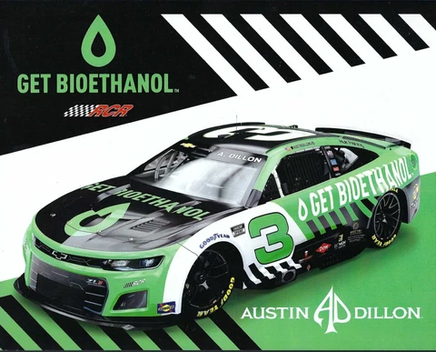 2022 AUSTIN DILLON "GET BIOETHANOL" #3 NASCAR CUP POSTCARD Cover