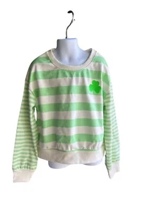 Cat & Jack Green/White Striped St. Patrick's Day T-Shirt Girls M 8 - Picture 1 of 3