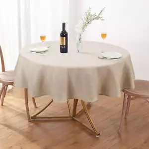 Textured Linen 54 Inch round Tablecloth up to 36'' Tables, Waterproof Spill-Proo - Picture 1 of 8