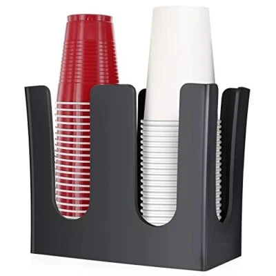 Dispensador de tazas 2 compartimentos taza de café y soporte de tapa para plástico de papel de 5 oz-16 oz... Foto 1 de 4