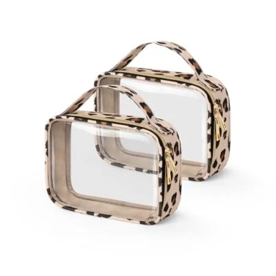  TSA Approved Toiletry Bag, 2 Pack Clear Makeup 2 Pack, Medium Leopard Print - Image 1 of 4