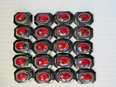 20 Vintage pcs. Red & Black Geometric Acrylic Shapes perfect for retro crafts! - Image 1 of 3