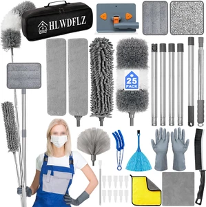 Microfiber Duster Kit 25Pcs with 30 to 100 Inches Extension Pole and Baseboard C - Picture 1 of 12