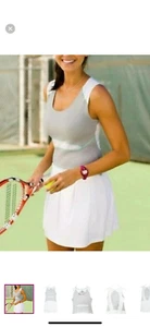 NUEVO CON ETIQUETAS Athleta Gris Blanco Plisado Tenis Vestido Deporte Bolsillo Trasero M $98 - Imagen 1 de 4