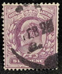 MATT'S STAMPS SCOTT GREAT BRITAIN #135b, 6-PENCE EDWARD VII ISSUE, USED CV$26 - Picture 1 of 3