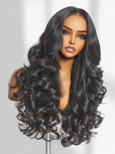 Kleberlose lose Körper Welle Lace Front Perücken vorgeschnitten vorgezupft Mittelteil Synt... - Bild 1 von 7